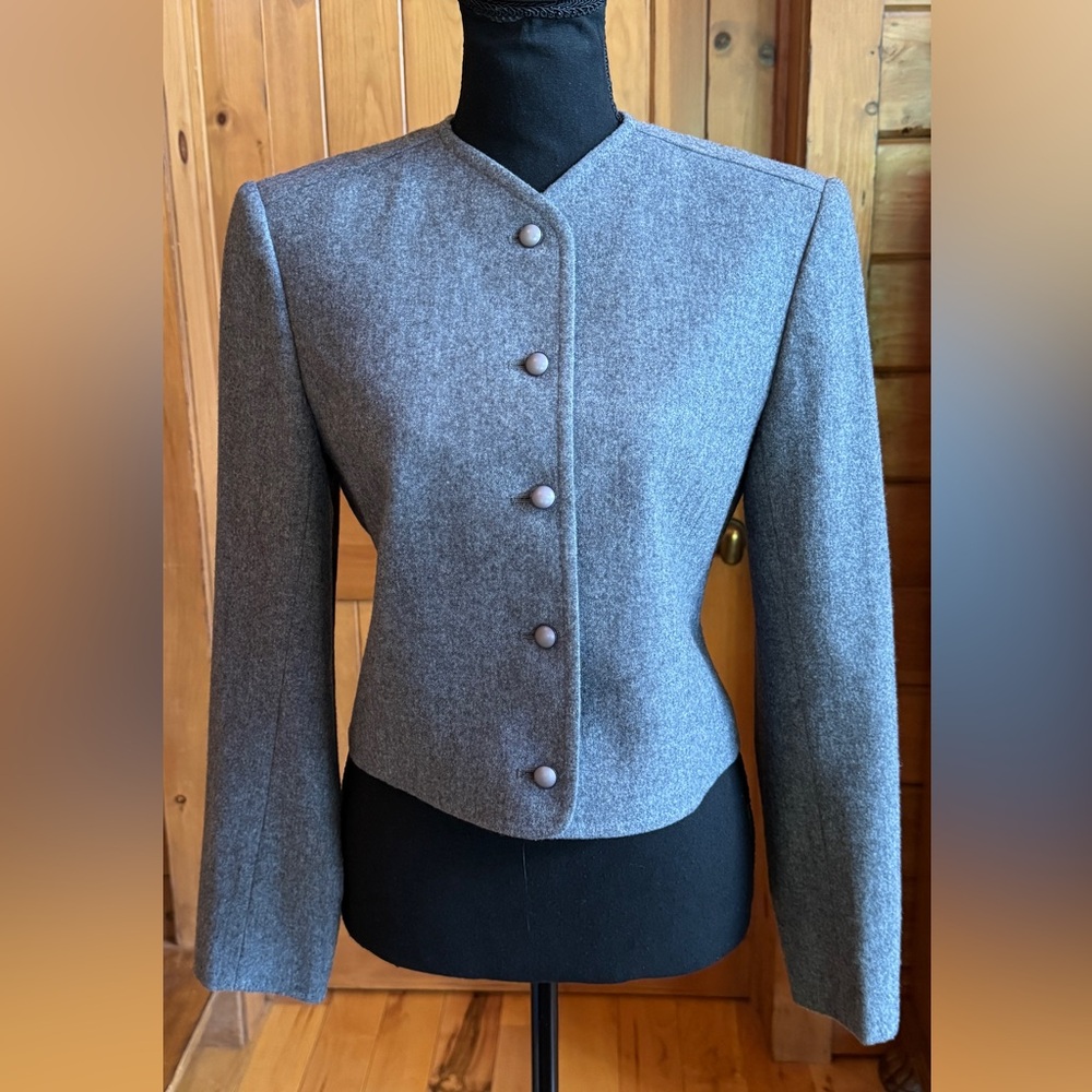 Pendleton Vintage Gray Lined Cropped Wool Blazer … - image 3